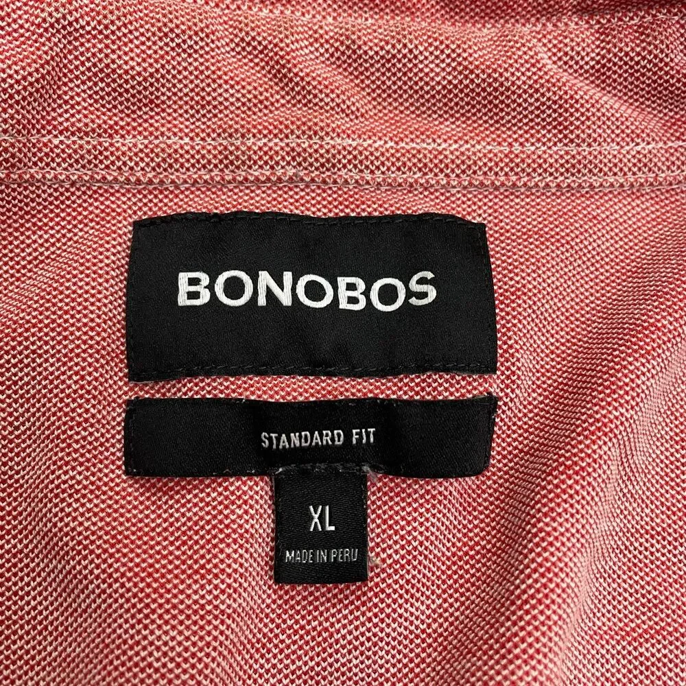 Bonobos Standard Fit Button Down Shirt Mens XL Brick Red Long Sleeve Cotton Knit